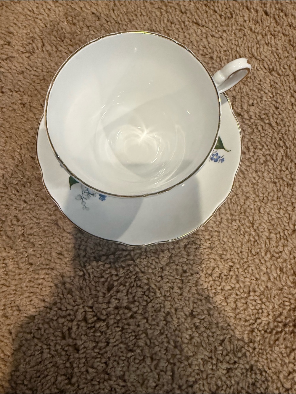 VINTAGE REGENCY LILY OF THE VALLEY RIBBON BOW ENGLAND CUP & SAUCER; TEACUP - Picture 3 of 8